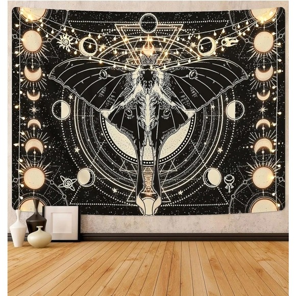 Other - Moon Phase Tapestry Vintage Butterfly Moth Tapestry Psychedelic 70.9" x 92.5"